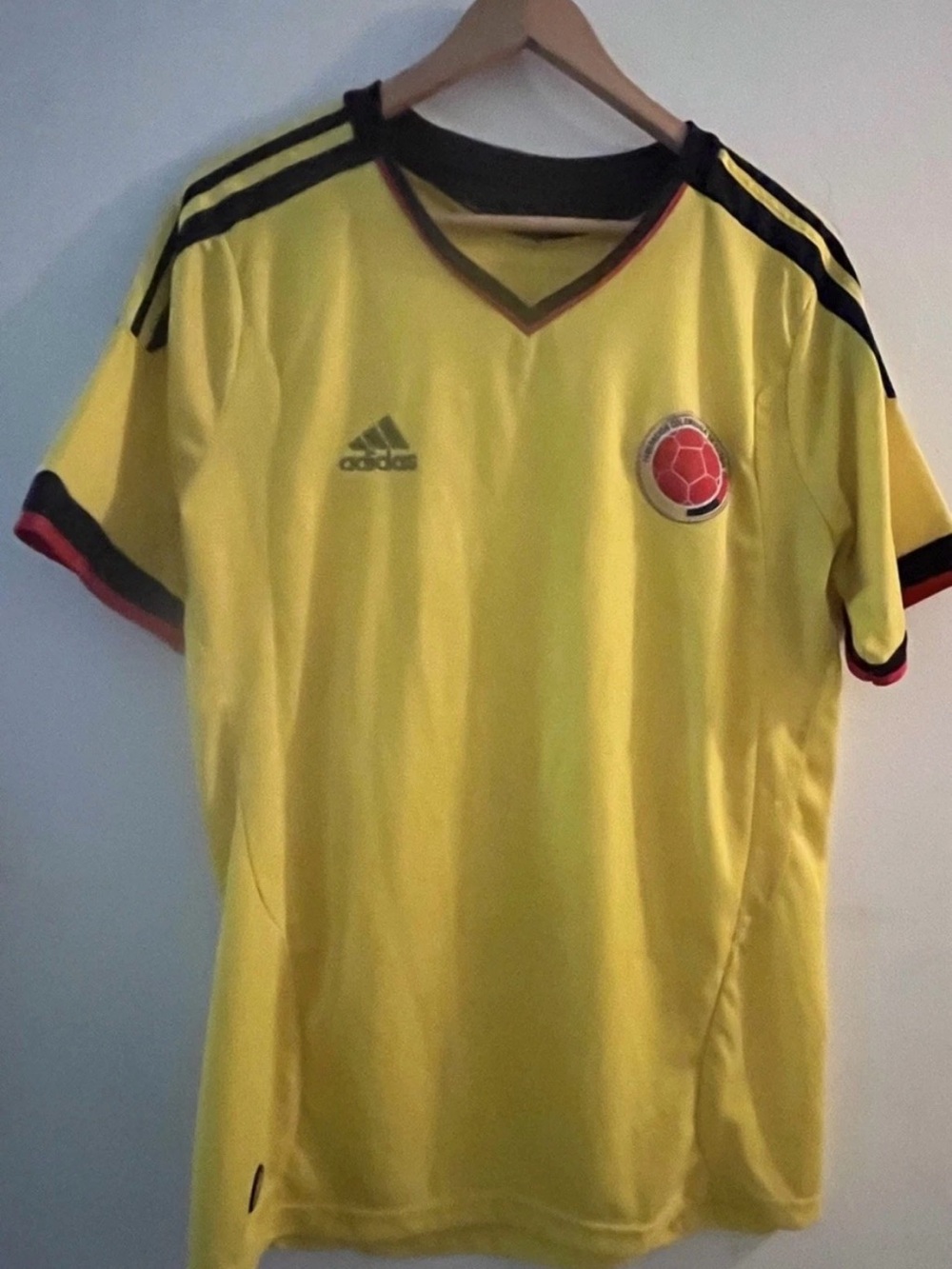 Colombia Men's Soccer Jersey with Red & Black Trim yellow
